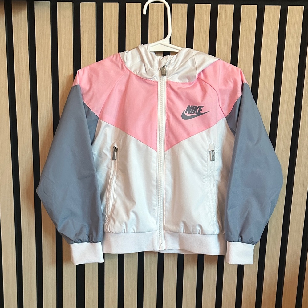 Nike Colorblock Toddler Pink and White Windbreaker Jacket - 2T